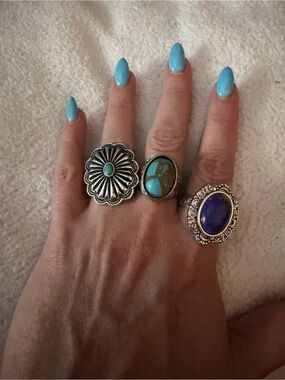 Handcrafted Turquoise and Lapis Statement Rings - Women Jewelry